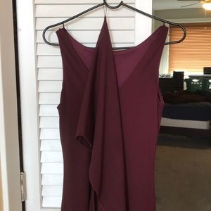 Burgundy long dress with scarf